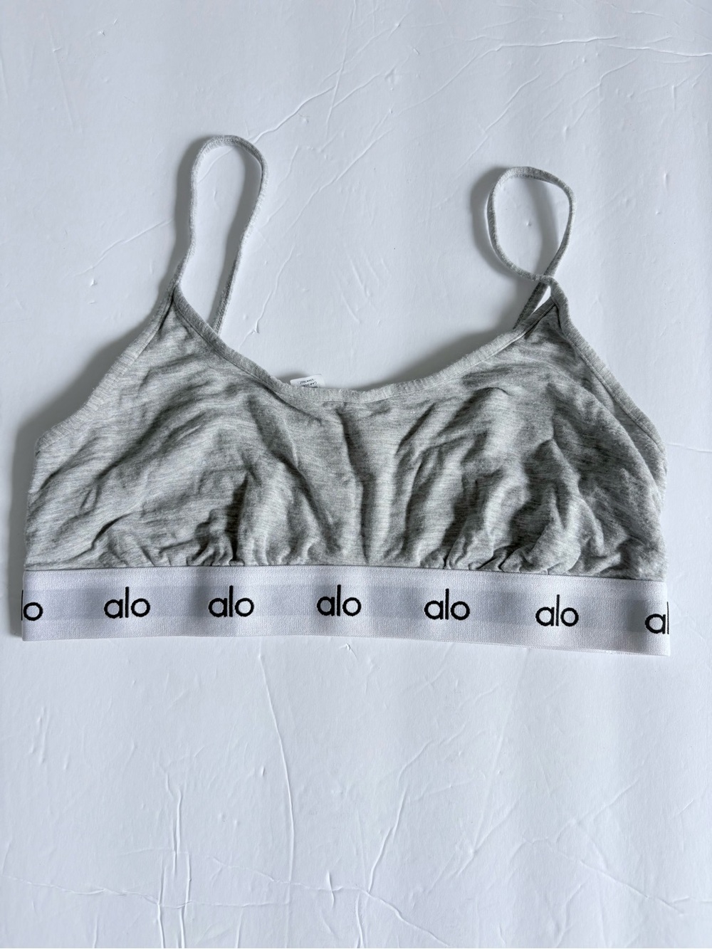 ALO Yoga Light Grey Logo Elastic Bralette